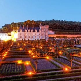 The gardens of Villandry bathed in light